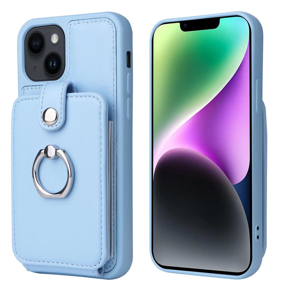 Leather Ring Wallet with Card Holder Phone Case for IPhone 16 15 14 13 12 11 Pro XR XS Max 8 7 Plus Protective Shockproof Cover
