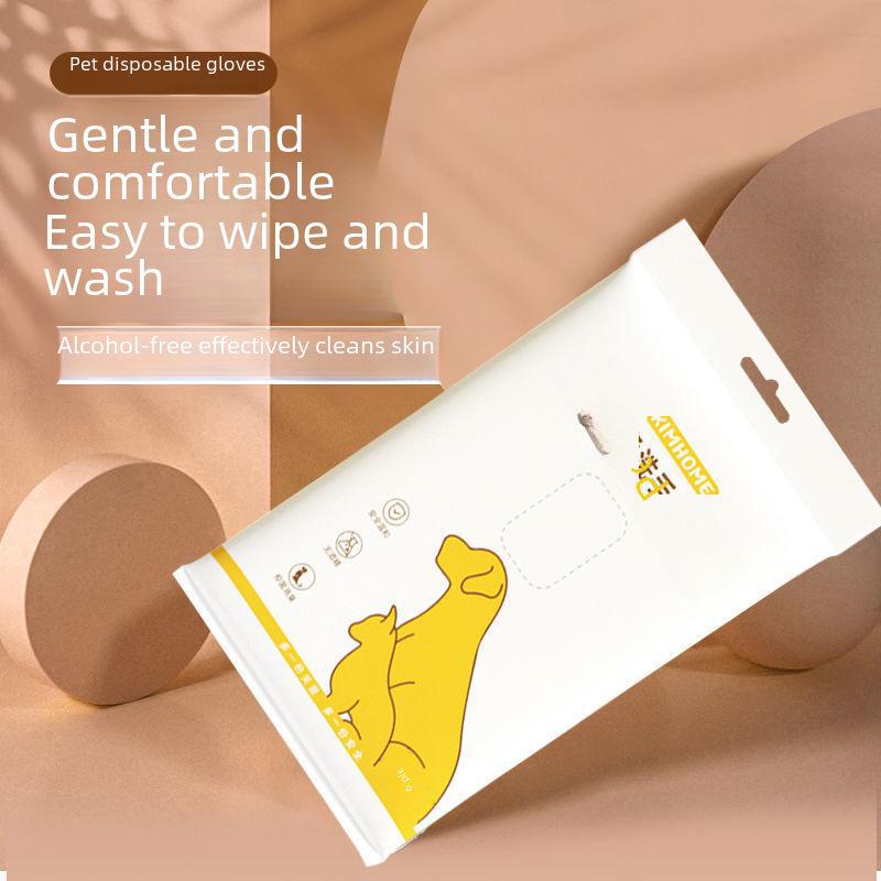 Toallitas Húmedas Desechables para Baño de Mascotas y Guantes de Limpieza para Gatos