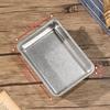 Japanese Style Retro Stainless Steel Square Plate with Ears for Snacks, Dessert, or Fried Chicken