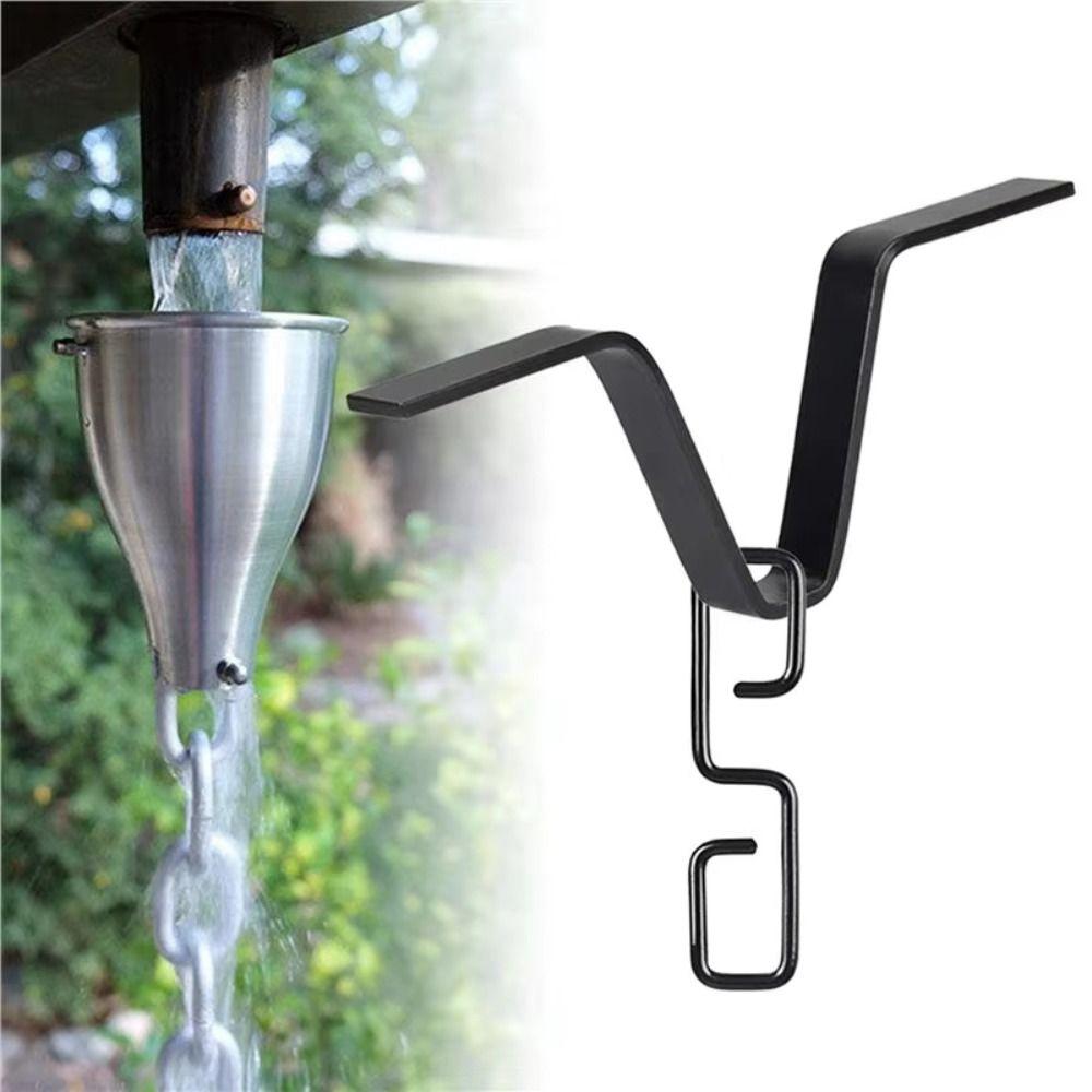 Iron Rain Chain Adapter Black Gutter Adapter V Shaped Hook  Exterior Installation
