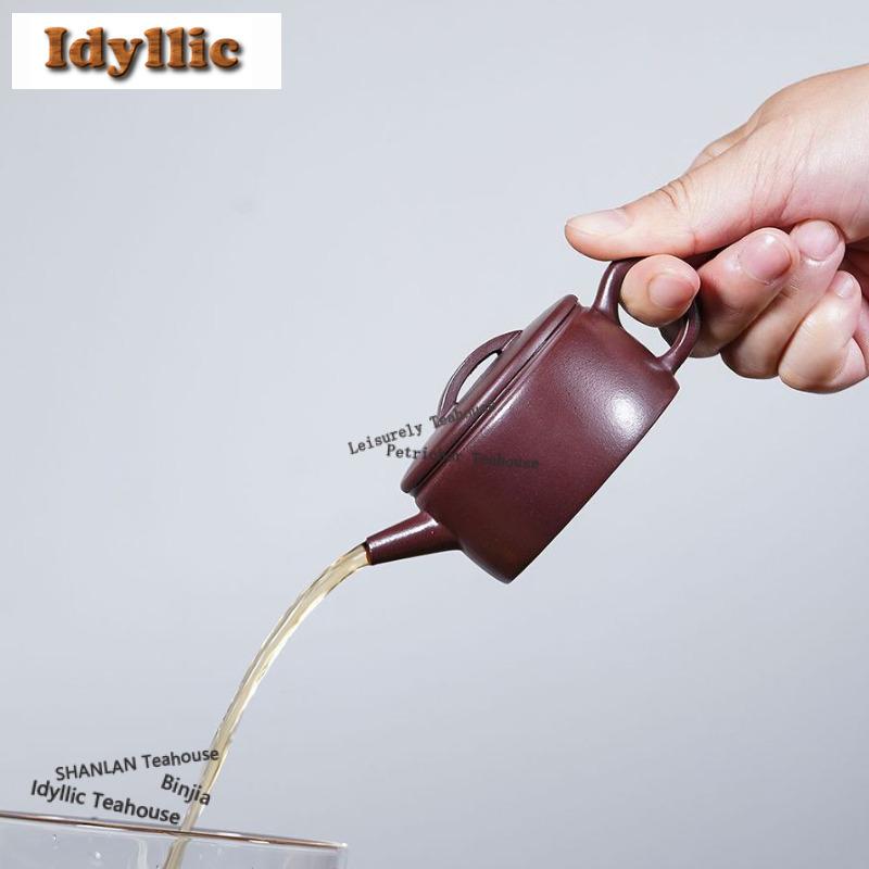 100ml Antika Yixing Lila Lerkannor Handgjord Kanna med Stor Kaliber Råmalm Lila Lera Vattenkokare Med Insats Zisha Teset För Te