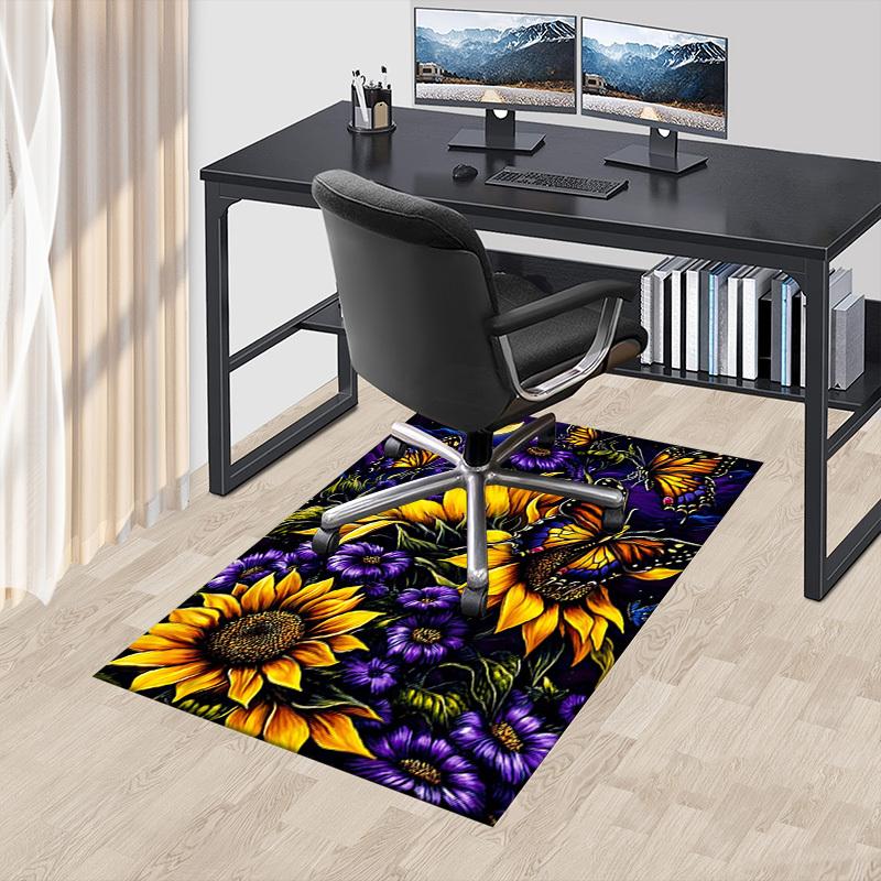 1PC Butterflies Sunflowers Extra Large Non-Slip Floor carpet, Office, family, bedroom, Studio - Large Area RugJ0410