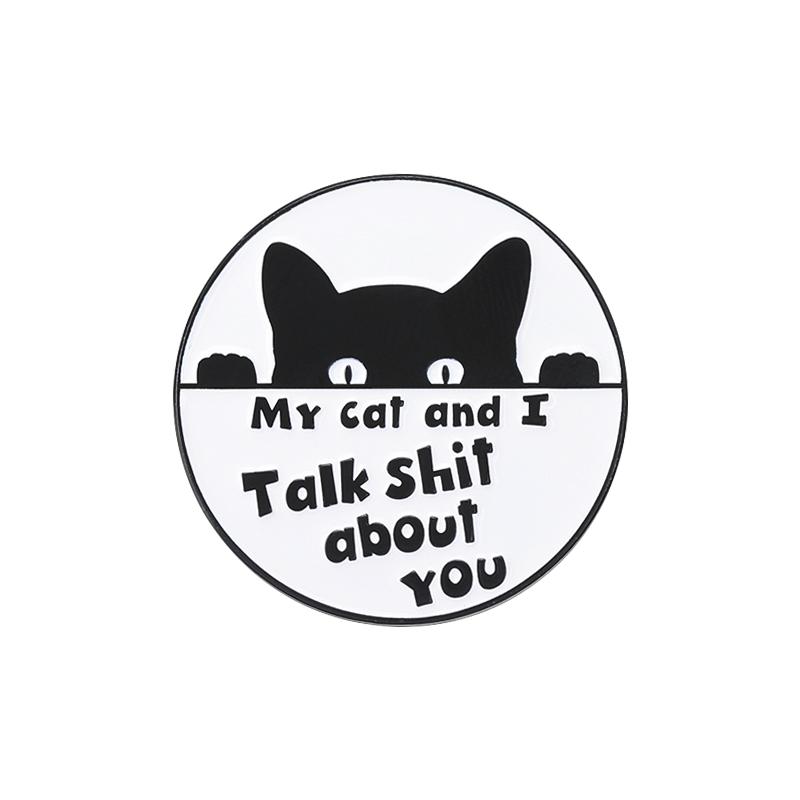 Cute Black White Cats Enamel Pins Cartoon Naughty Kitty Claw Animal Brooches Lapel Badge Fashion Jewelry Gifts For Kids Friends