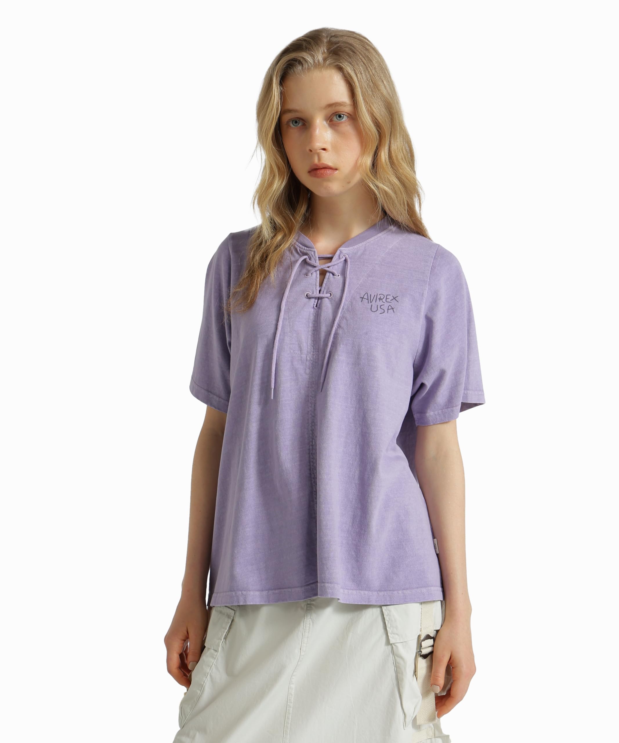 

AVIREX HALF SLEEVE BACK LAYERED GRAPHIC T-SHIRT Women s F 419 Violet 783-5235602