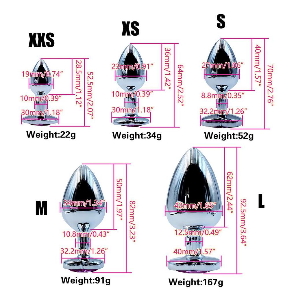 Heart Base Metal Anal Plug Stainless Beginner 5 Size Butt Plug Anus Masturbation Stimulator Dildos Adult Sex Toys For Man Women