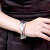 Hochwertige 925 Sterling Silber Zwei runde Kreis Armbänder Armreifen für Frauen Männer Weihnachten Valentinstag Modeschmuck Geschenk
