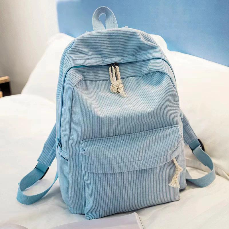 Women Corduroy Backpack Large Capacity Casual School Bag Lightweight Travel Daypack College Bookbag with Front Pocket