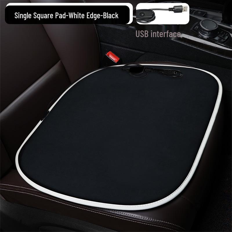 Plaid Heated Car Seat Cushion for All Seasons - Single Seat Interior Accessory.
