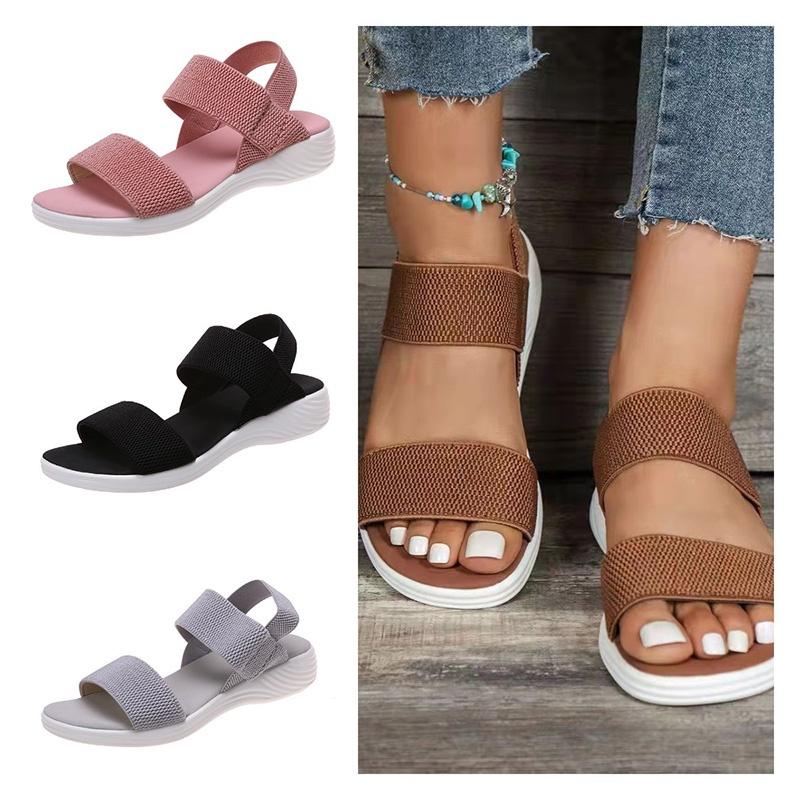 Stylish Fish-mouth Casual Sandals With Elastic Strap For Women Characters)