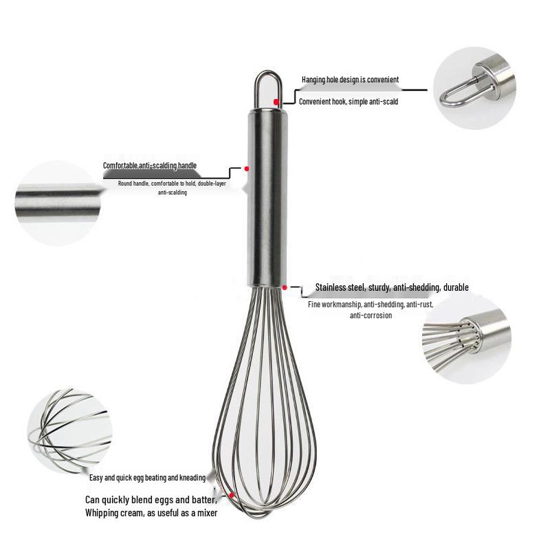 Stainless Steel Handheld Whisk - Egg Beater & Cream Whipper