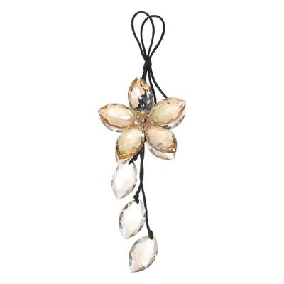 RATCHROLL 1 Stück Künstliche Kristall Quaste Blume Auto Rückspiegel Anhänger Zubehör Auto Hängendes Ornament Champagner