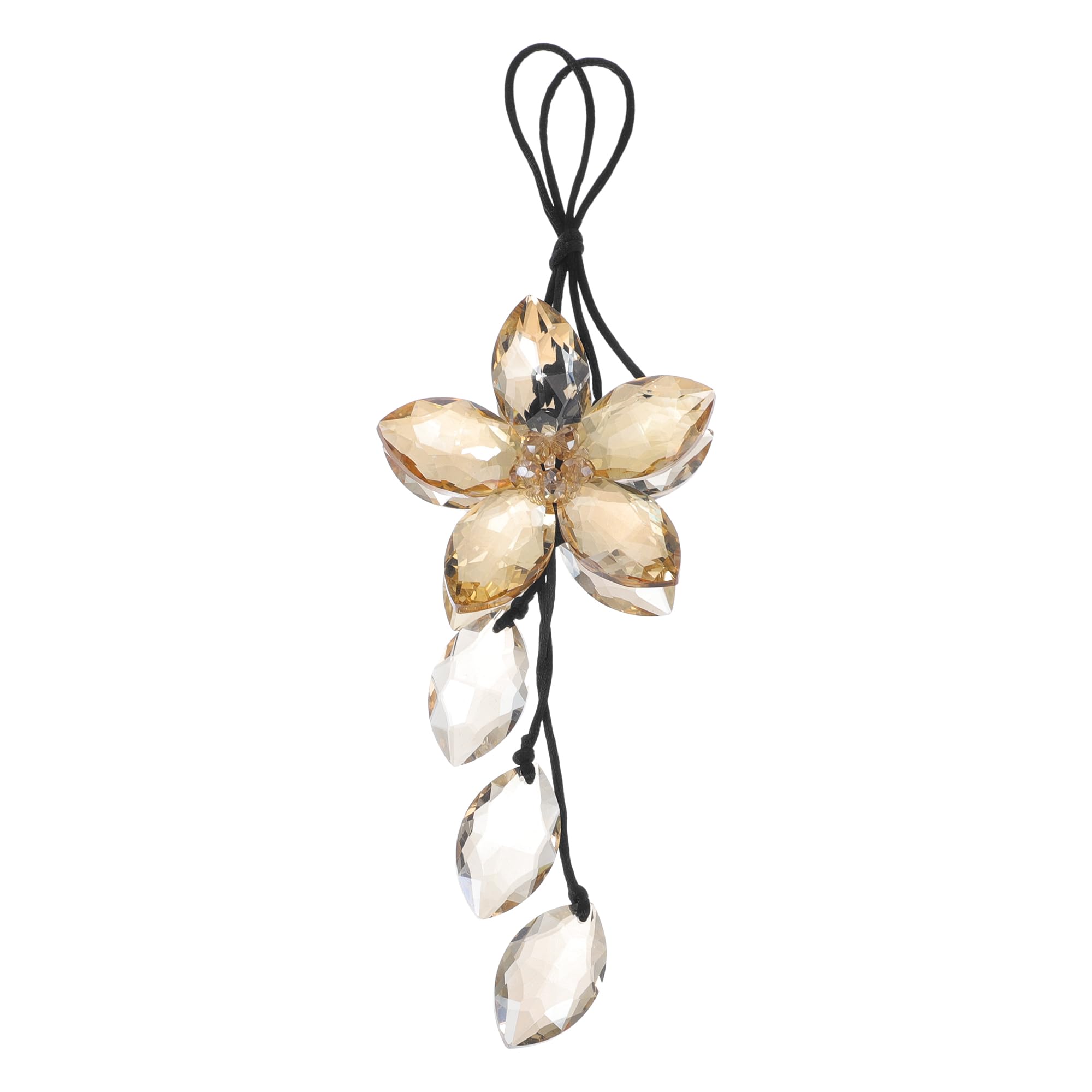 

RATCHROLL 1pc Artificial Crystal Tassel Flower Car Rearview Mirror Pendant Accessory Car Hanging Ornament Champagne