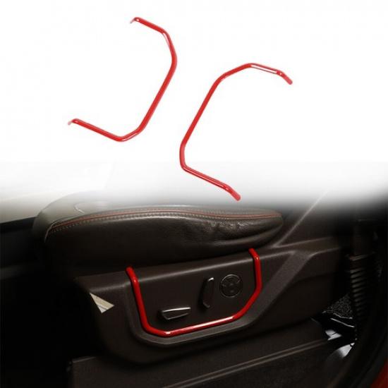 2pcs Front Seat Adjustment Switch Frame Cover Trim For Ford F150 F-150 2015+ Red