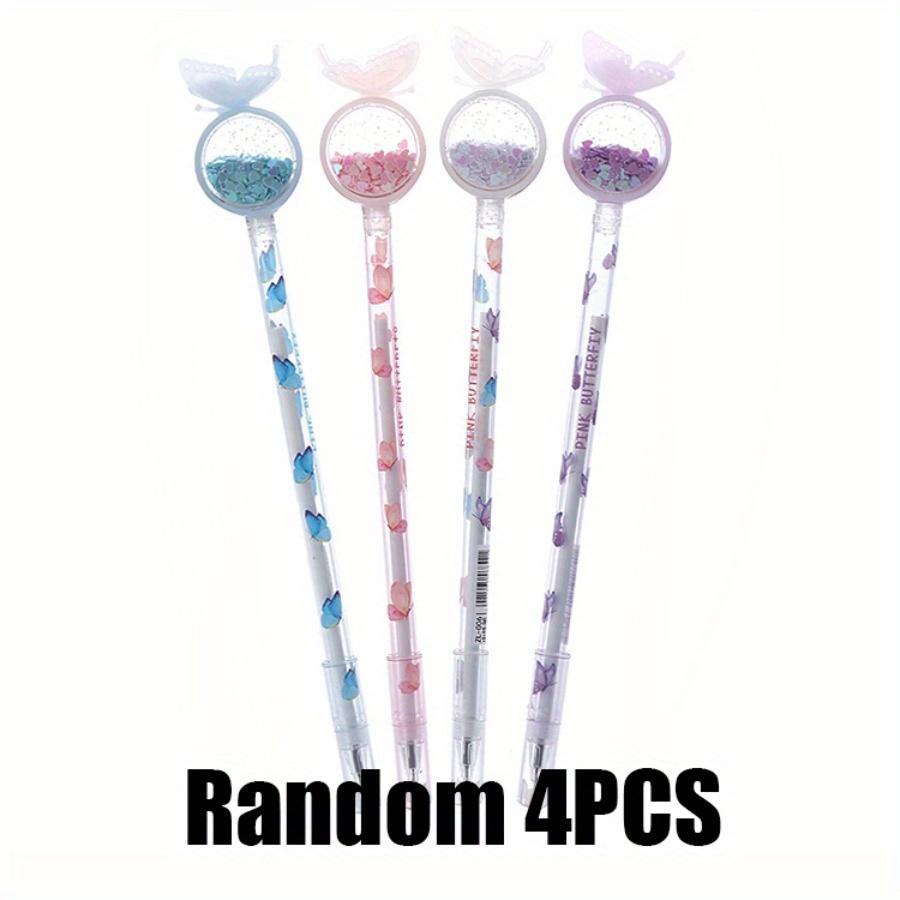 

4/8/12 шт. Милые гелевые ручки с блестками в виде бабочек, Красивые черные пишущие нейтральные ручки, Прочные пластиковые канцелярские товары для студентов, Канцелярские подарки для вечеринок. 4pcs