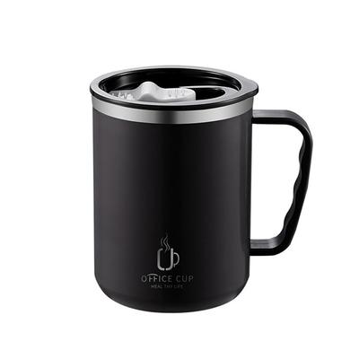 Kaffekoppsmugg med lock Isolerad kaffemugg Dubbelvägg kaffeglas med handtag