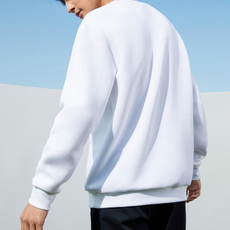 Anta Basketball Series Letter Print Crew Neck Long Sleeve Sweatshirt Men Sweatshirt Pure-White 152311728-1