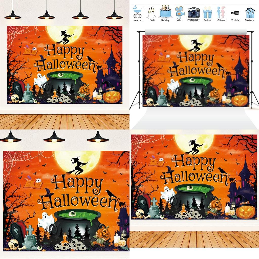 Other Brand Halloween Background Cloth Banner Witch Castle Halloween Party Decoration Background Cloth For Photography