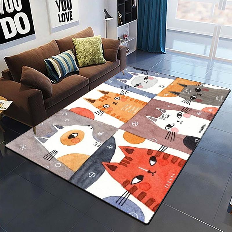 Cute Cat Carpet Yoga Living Room Children's Crawling Mat Picnic Mat Kawaii Rug Doormat Area Rug Games Area Washroom Floor Mat