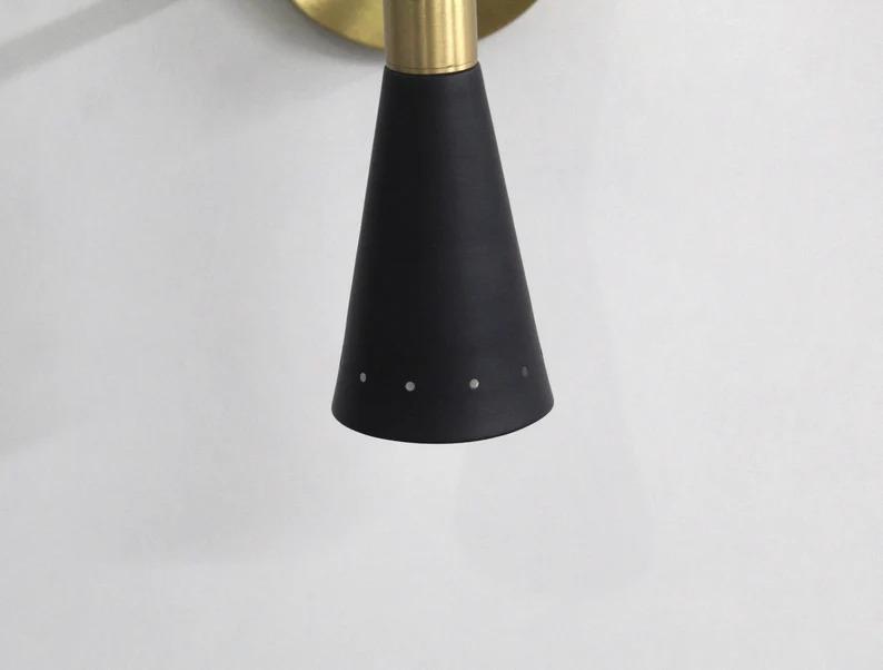2 Light Elegant Mid Century Handcrafted Modern Brass Wall Lamp