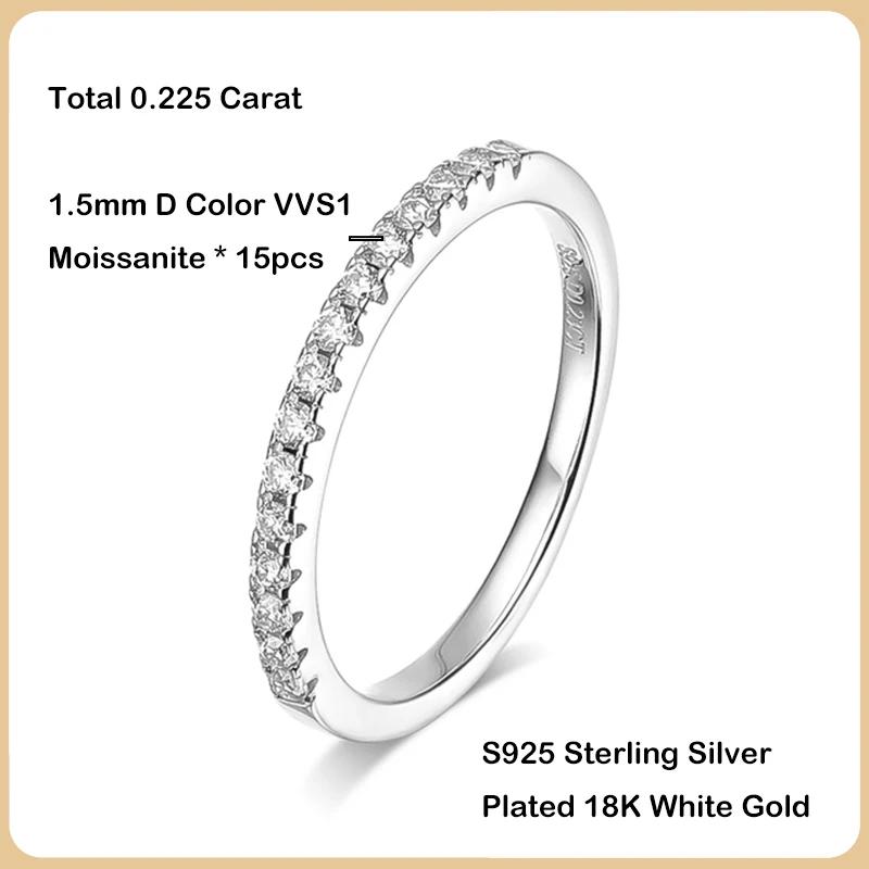 

EWYA Luxury 2.2cttw 3mm Moissanite Full Enternity Diamond Engagement Ring For Women S925 Silver Wedding Band Rings Fine Jewelry 4&Moissanite S925