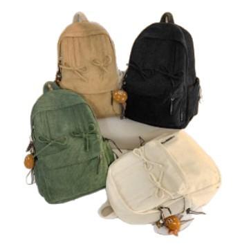 Schoolbag Japanese ins bow new campus high value corduroy schoolbag junior high school high school student backpack