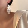 Bohemian White Shell Grape Beaded Long Earrings for Women Elegant Imitation Pearl Geometric Earrings Party Jewelry