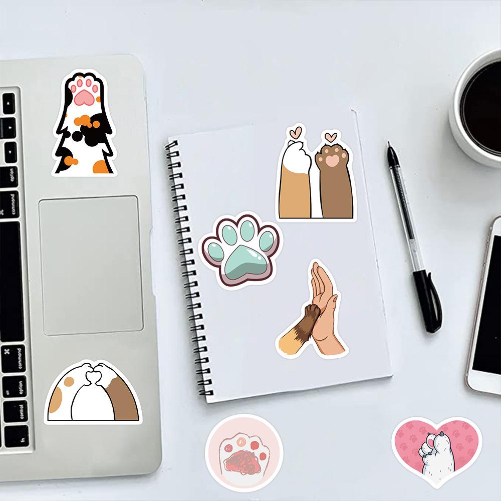 61pcs Cat Paw Stickers, Cute Paw Print Stickers Funny Funimost Vinyl Waterproof Stickers for Water Bottle Laptop