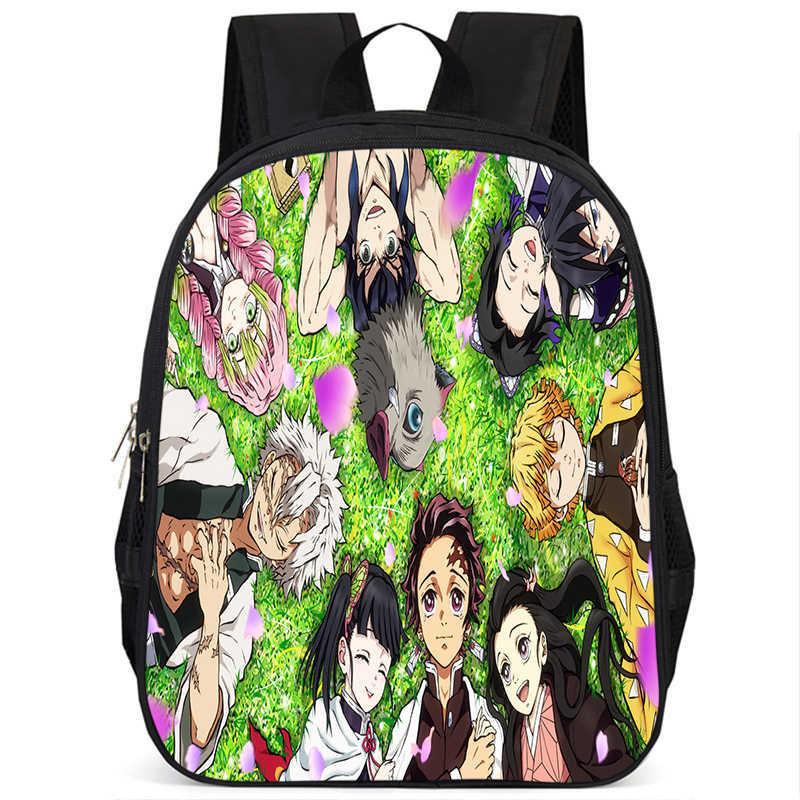 Trendy Demon Slayer Book Bag With Durable Oxford Fabric And Large Storage