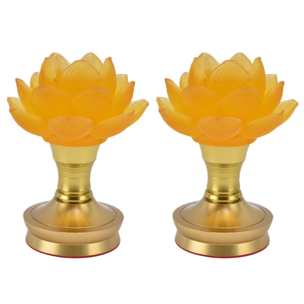 2 Set LED Buddhist Light 3 Color Adjustment Buddha Lamp Plug In Flower Light for Home Buddhist