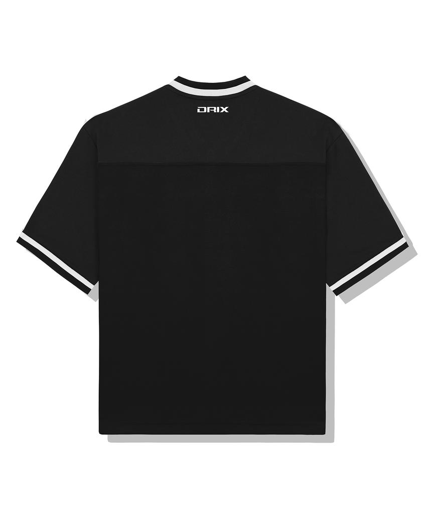 DRIX Rugby Track Oversized Mesh Jersey Half Sleeve_Black