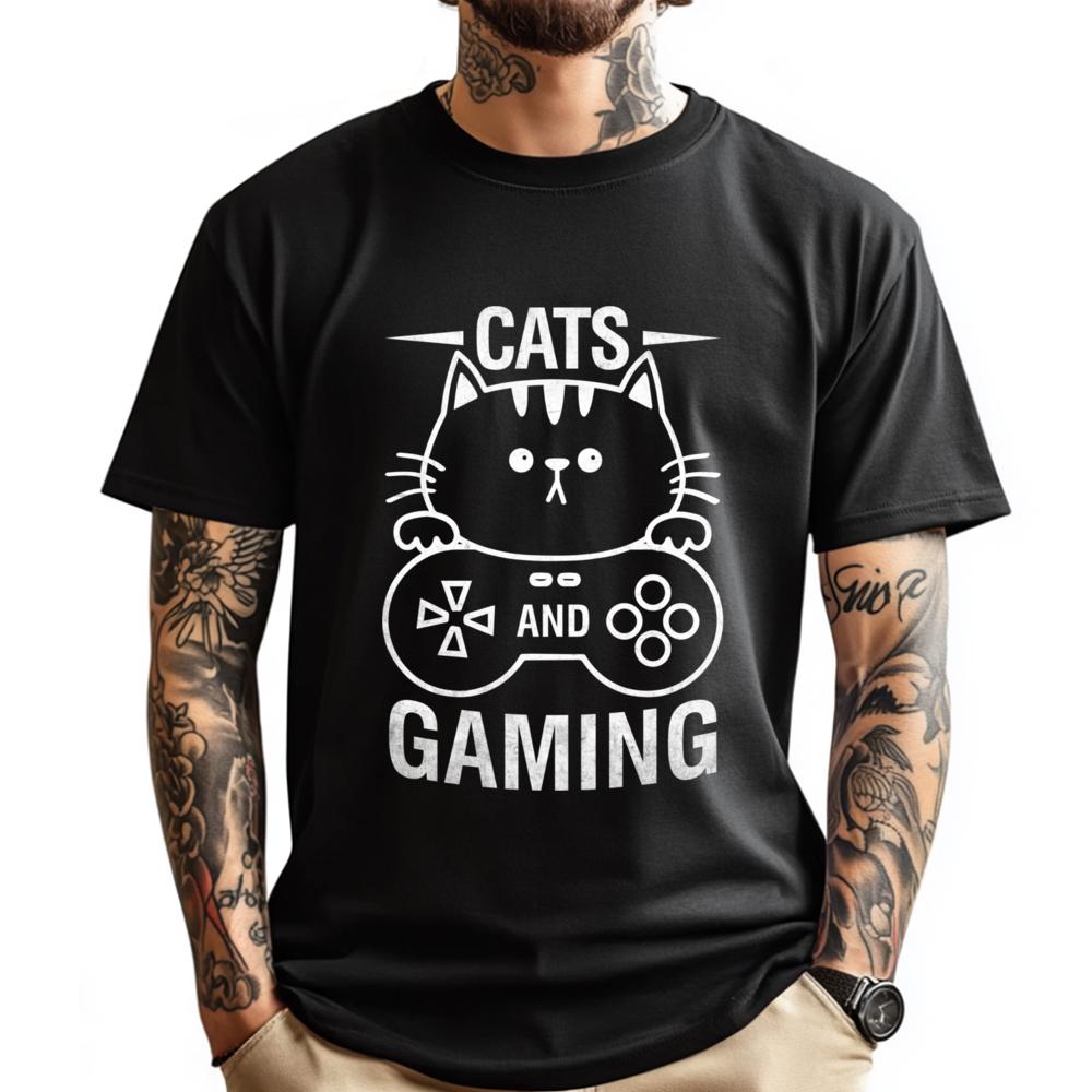 Cats And Gaming Cat Lover Gaming Gamer Christian Tshirt Men Female Luxury Designer Clothes Oversize Man Harajuku - Men s Summ... S разноцветный