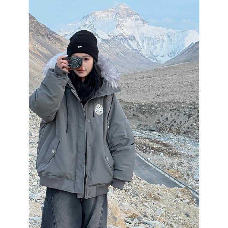 Big Fur Collar Down Cotton-padded Jacket for Women's Winter New Parker Loose Cotton-padded Jacket Thickened Warm Cotton-padded Jacket