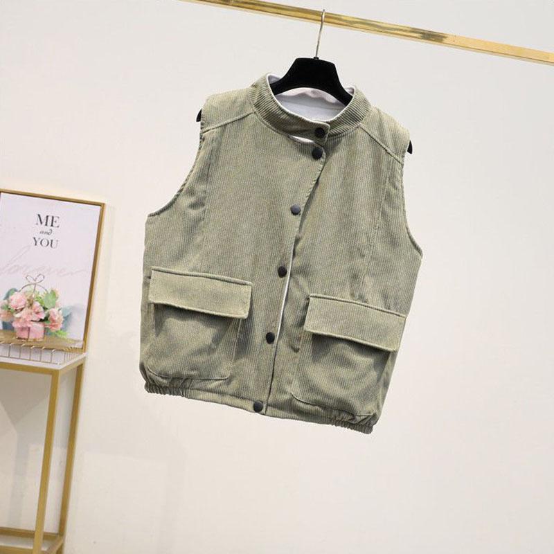 Vest for Women Cotton Winter Sleeveless Tops Vest Vintage Solid-Color Button Thickened Casual V-neck Vest