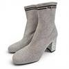 Ausgezeichnete Stiefeletten Logo Glitzerabsatz Stricksockenstiefel grau Damen 36 Gebraucht