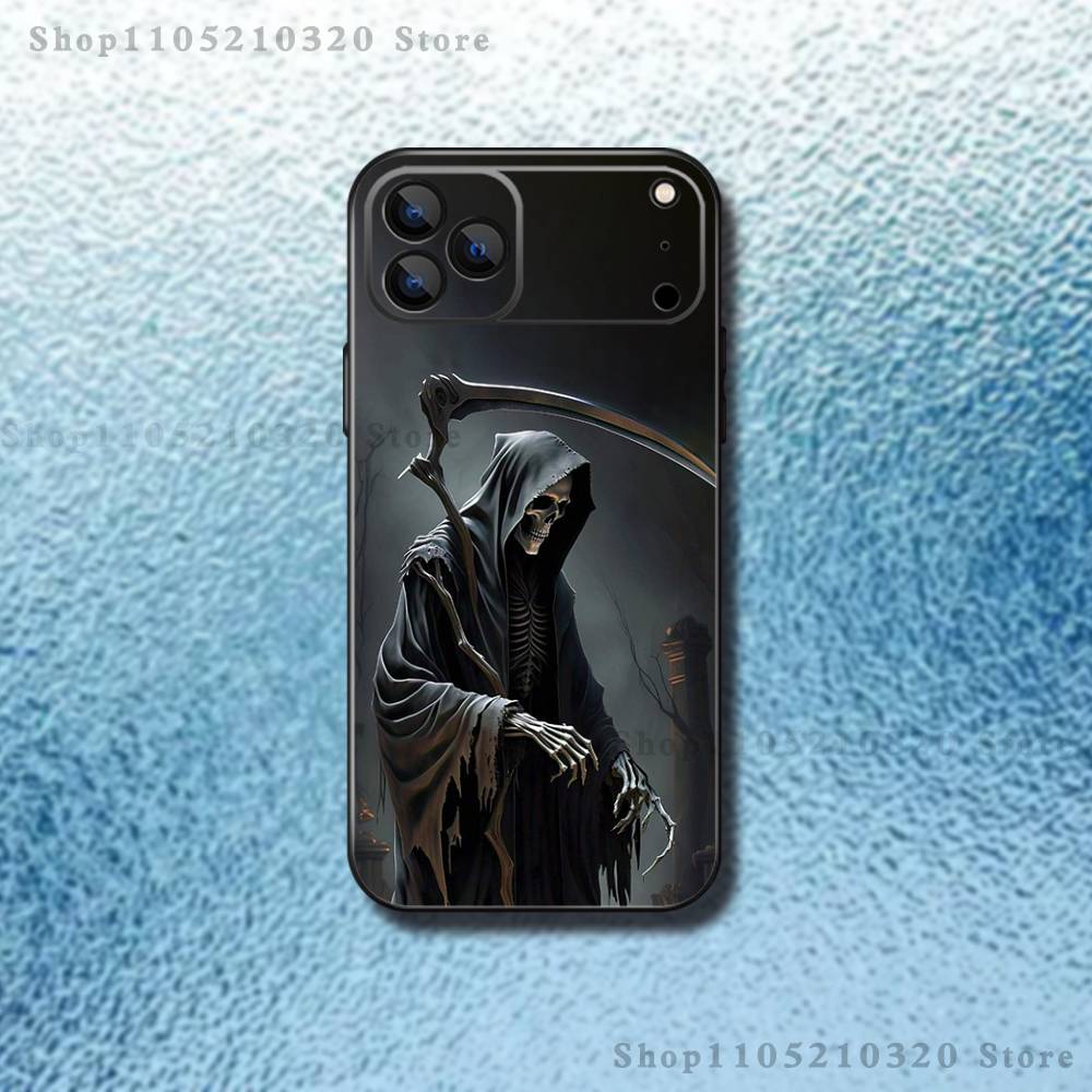 Santa Muerte Art Phone Case For iPhone 17,16,15,14,13,12,Pro,Max,Plus,E,SE4,Air,Mini Black Soft Box iPhone13PROMAX