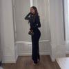  American Women's Fashion 2025 Autumn New Waist-Cinched Mid-High Neck Elegant Slim Fit Dress Socialite Dress