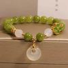 Ladies Handmade Bracelet Green Tourmaline Four-Leaf Clover Chalcedony Safety Buckle Forest Fresh Travel Gift