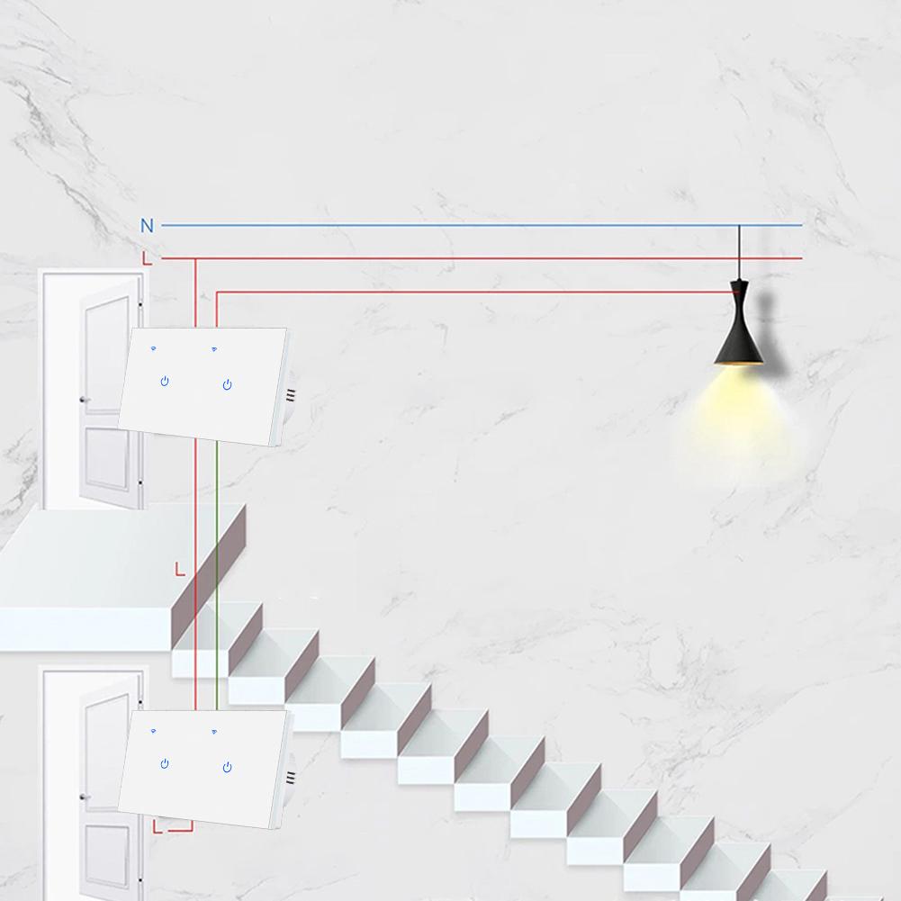 2 Way Touch Switch Smart WiFi Touch Switch Remote Lighting Control 2 Way Touch Switch For Lamps Voice Control PC Plastic Shell