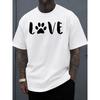 European Size Men'S Crew Neck T-Shirt with Paw Print Design - Limited Edition White Summer Tee, Fashionable And Machine Washable.