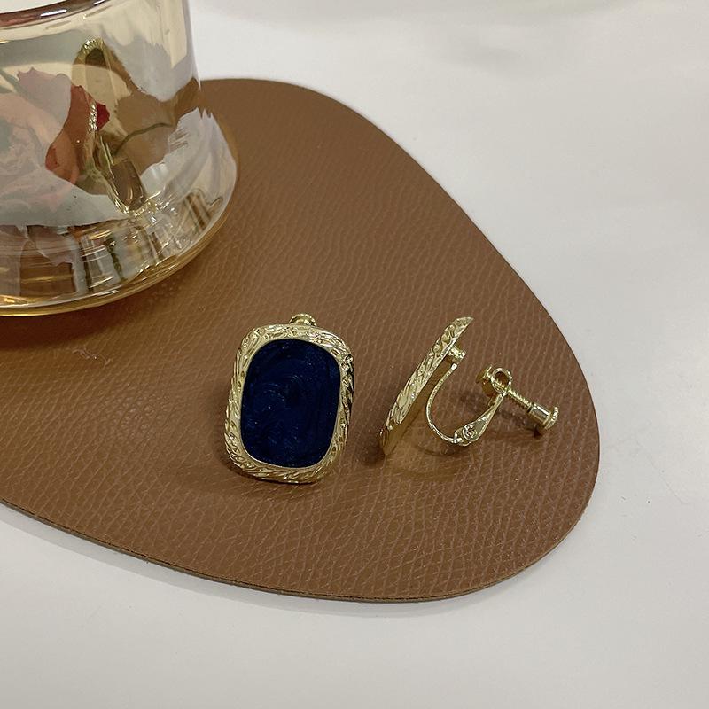 S925 Silver Needle European Square Stud Earrings - Versatile No-Piercing Clips for Women