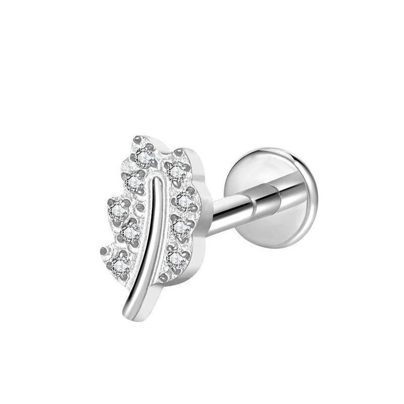 Hot Sale Body Jewelry: Titanium Labret Flatback Tragus Earring Stud Internal Thread Zircon Rings