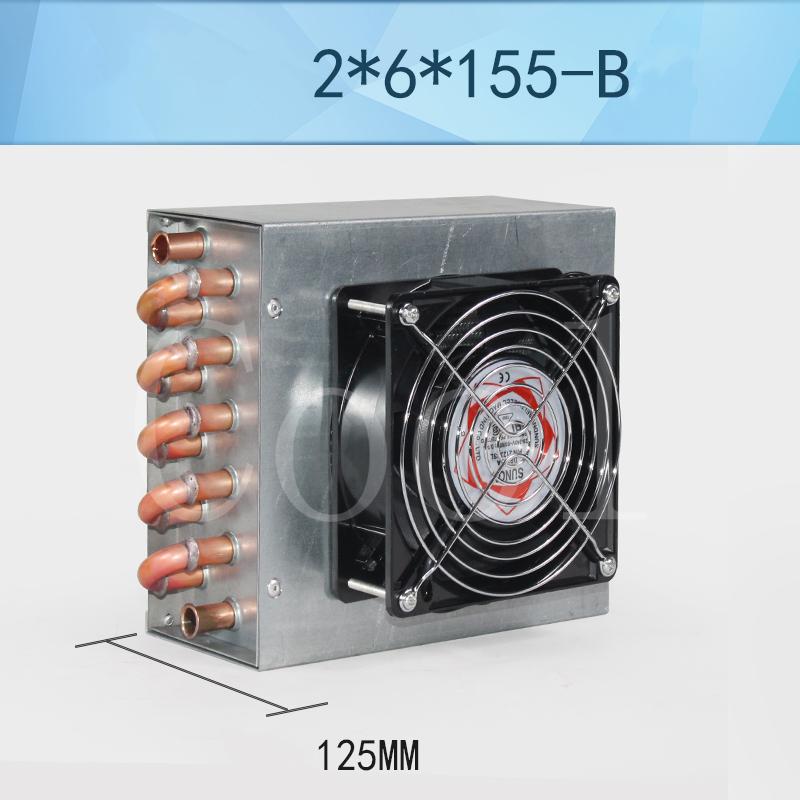 Air Conditioning Refrigerator Small With Shell Copper Tube Aluminum Fin Condenser With Fan Cooling Cooling 2*6*155
