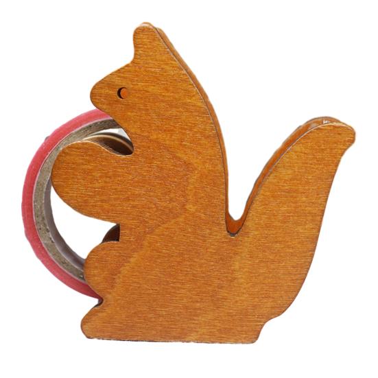 

Wooden Tape Cutter Desktop Tape Dispenser Animal Shaped Squirrel Whale Design Ergonomic Easy Cut Tape Holder for Office Home School Storage Squirrel