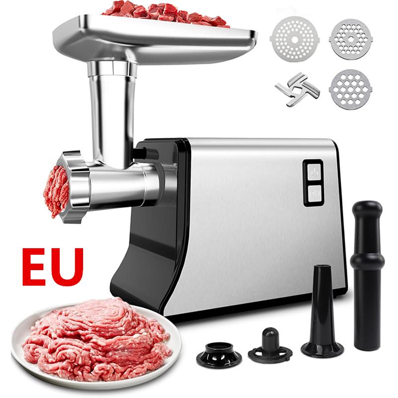 LMETJMA Elektrischer Fleischwolf, Wurstfüller, Hochleistungs-Fleischwolf mit Edelstahl-Schneidklinge, Kubbe-Kit JT365