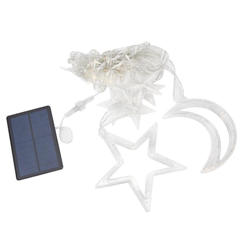 Solar-Powered Star and Moon LED String Lights - Colorful Outdoor Decor for Christmas and Festivals