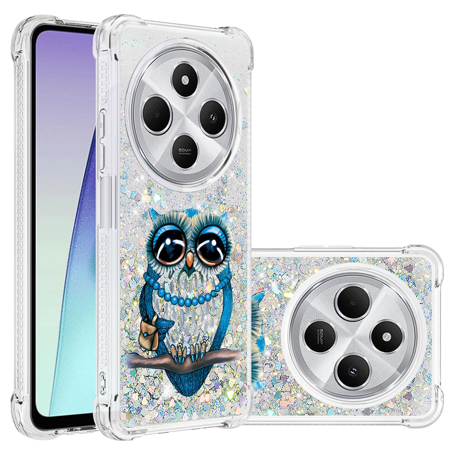

For Xiaomi Poco C75 4G/Redmi 14R 5G/14C 4G TPU Case with Quicksand and Pattern Printed Owl