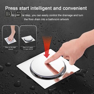 Stainless Steel Floor Drain Cover Precision Sealing Structure Blocks Odors Insects Foot-Pedal Switch Drain Cover
