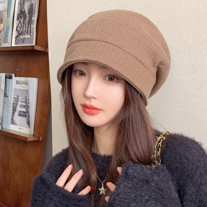 

Осень и зима новые шляпы женские модные универсальные однотонные накладки осенние тонкие студенческие головные уборы тренд One Size