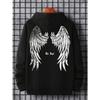 Autumn Hoodie for Man Angel's Wings Printing Male Hoody Match Loose Sweatshirt Fashion Fleece Basic Daily Comfortable Hoodie