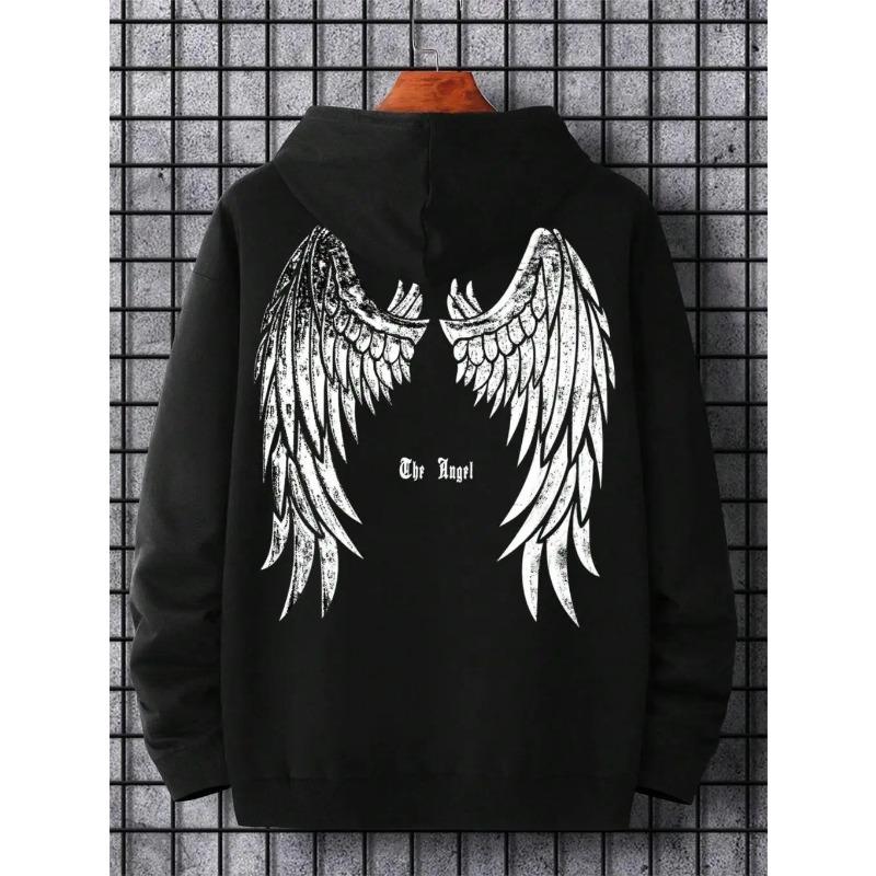 Autumn Hoodie for Man Angel's Wings Printing Male Hoody Match Loose Sweatshirt Fashion Fleece Basic Daily Comfortable Hoodie